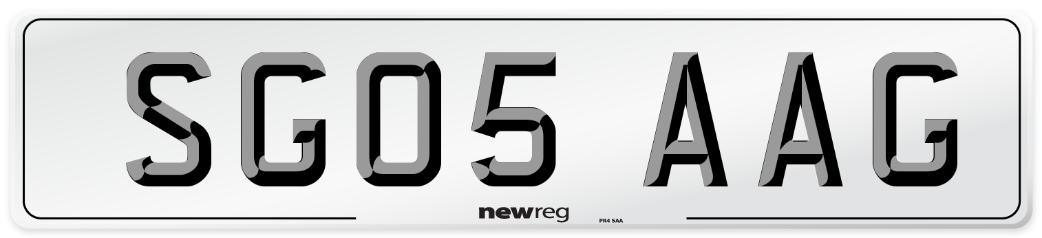 SG05 AAG Number Plate from New Reg